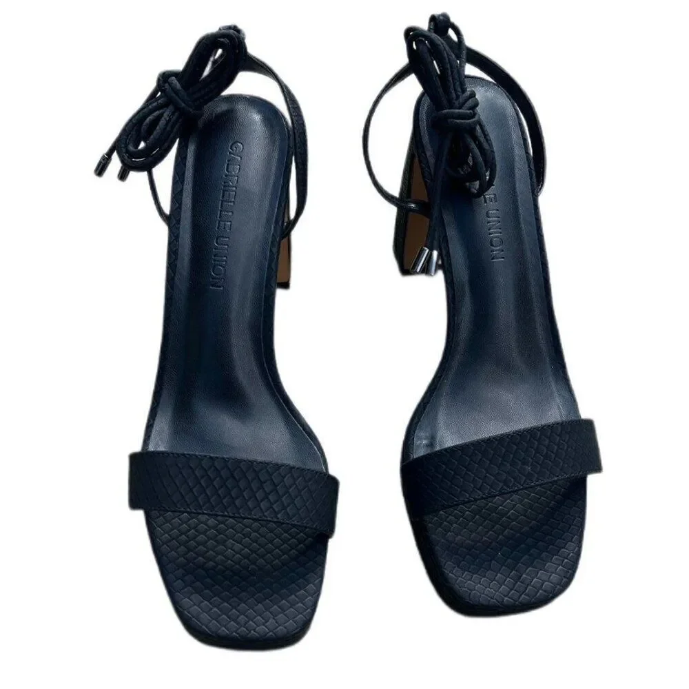 Gabrielle Union Isabella Platform Sandal Women's‎ 8.5 Black Snake Embossed NWT